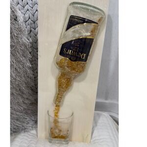 Dewar's 12 Scotch Whisky 3D Bottle Pour Wall Art Decor White Wood Plaque